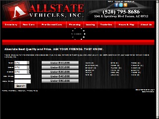 Web site www.allstatevehicles.com, Allstate Auto Sales & Leasing