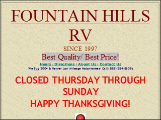 Web site www.fountainhillsrv.com, Fountain Hills Rv