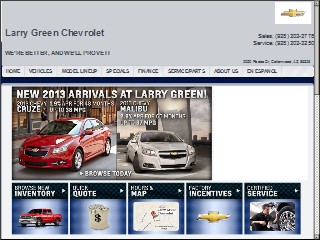 Web site www.larrygreenchevrolet.com, Larry Green Chev Olds & Geo