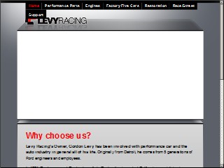Web site www.levyracing.com, Levy Racing Inc