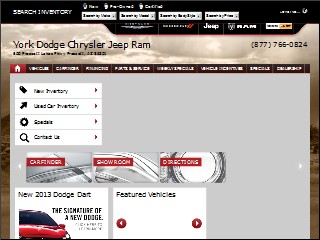 Web site www.yorkmotors.com, York Dodge Chrysler Jeep RAM